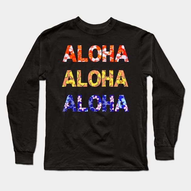 Aloha: Hawaiian hibiscus flower letter patterns Long Sleeve T-Shirt by Caregiverology